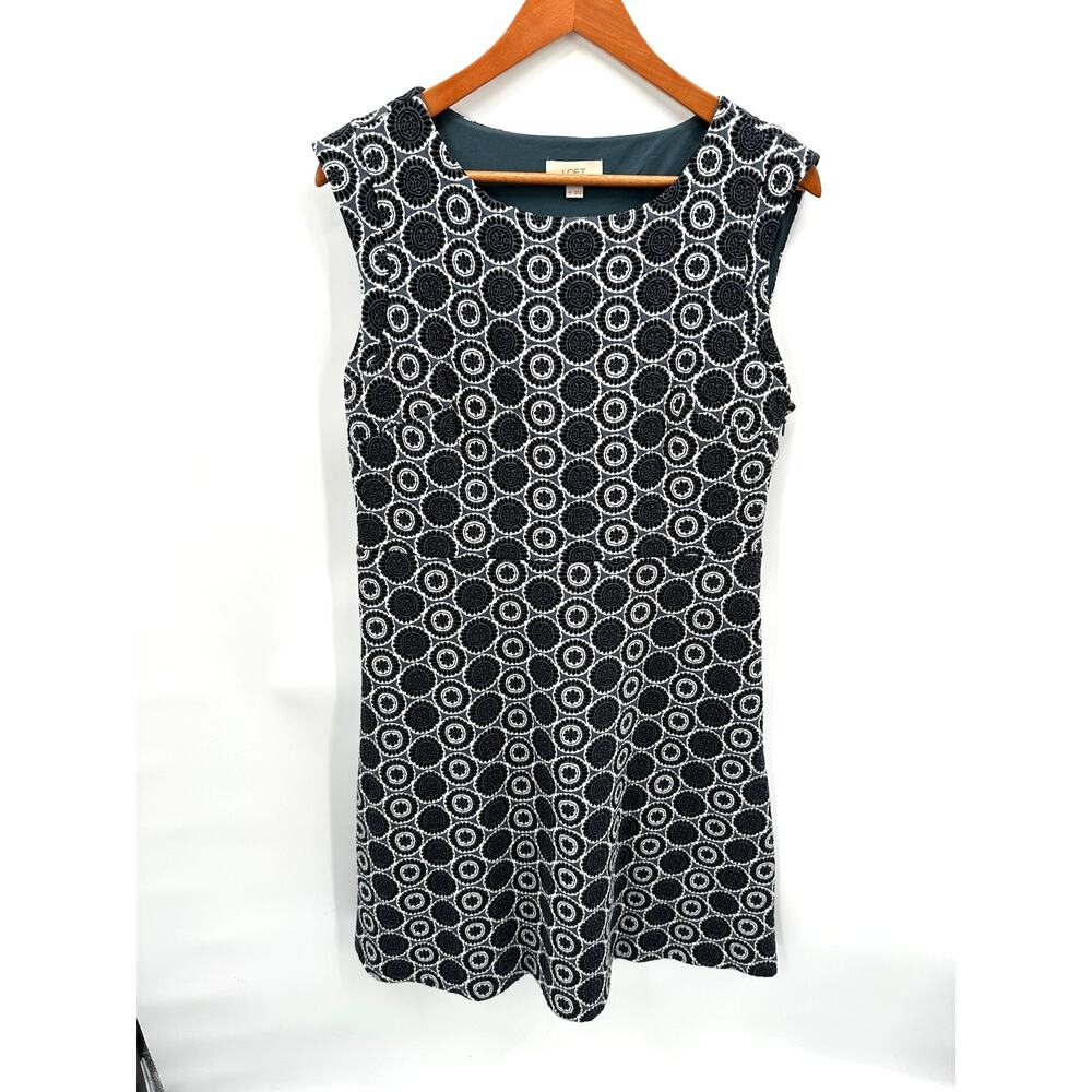 LOFT Jacquard Medallion Cap Sleeve A Line Fit and Flare Dress // 10